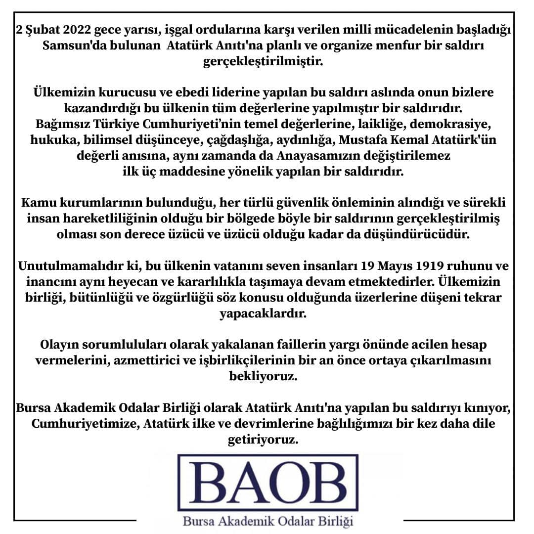 ATATÜRK ANITINA YAPILAN SALDIRIYI KINIYORUZ!