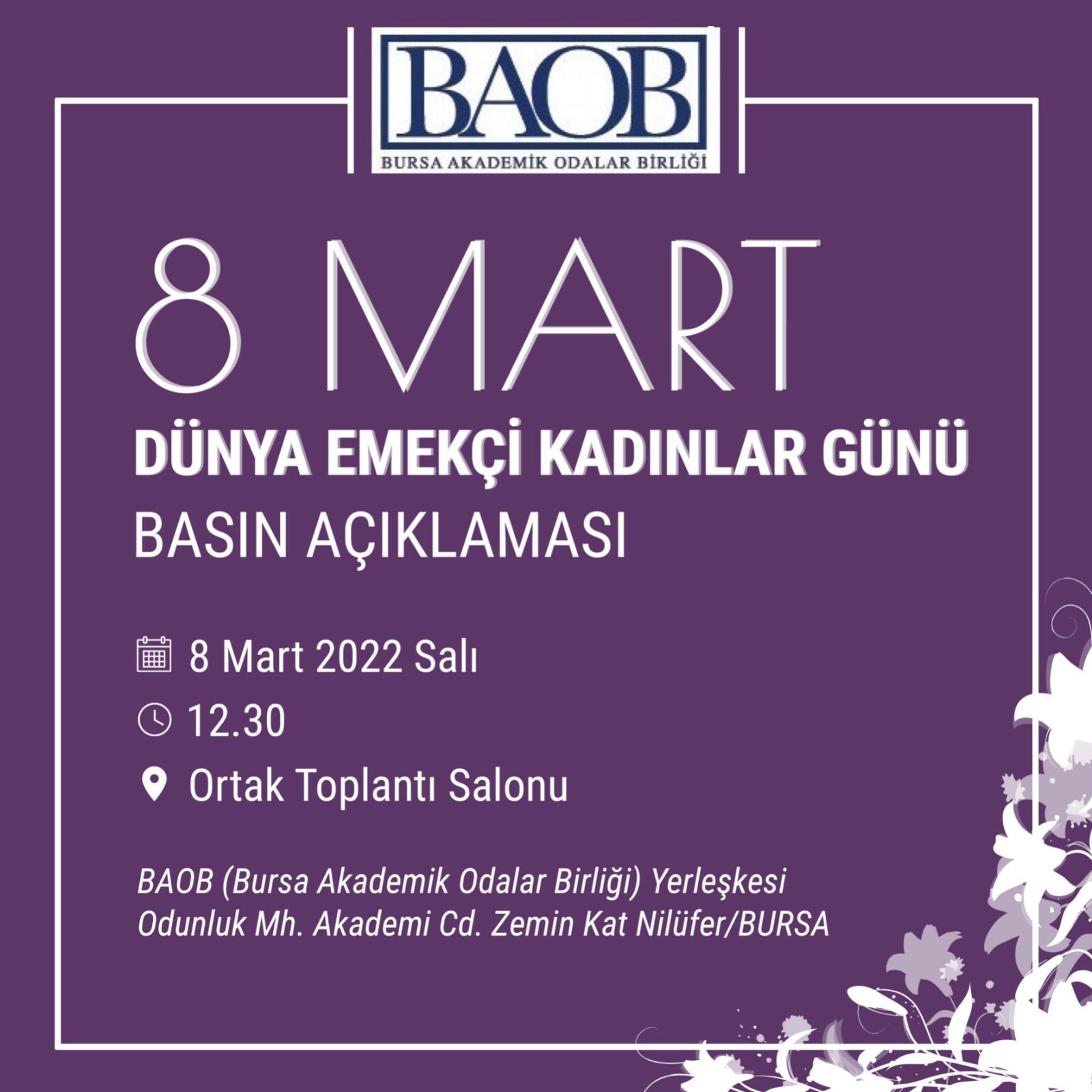 8 MART DÜNYA KADINLAR GÜNÜ BASIN AÇIKLAMASI