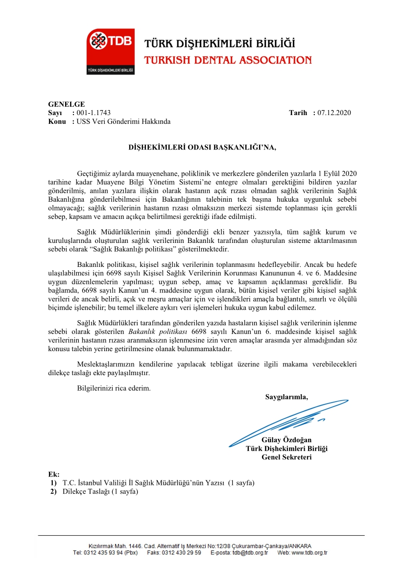 ULUSAL SAĞLIK SİSTEMİ VERİ GÖNDERİMİ HAKKINDA DUYURU