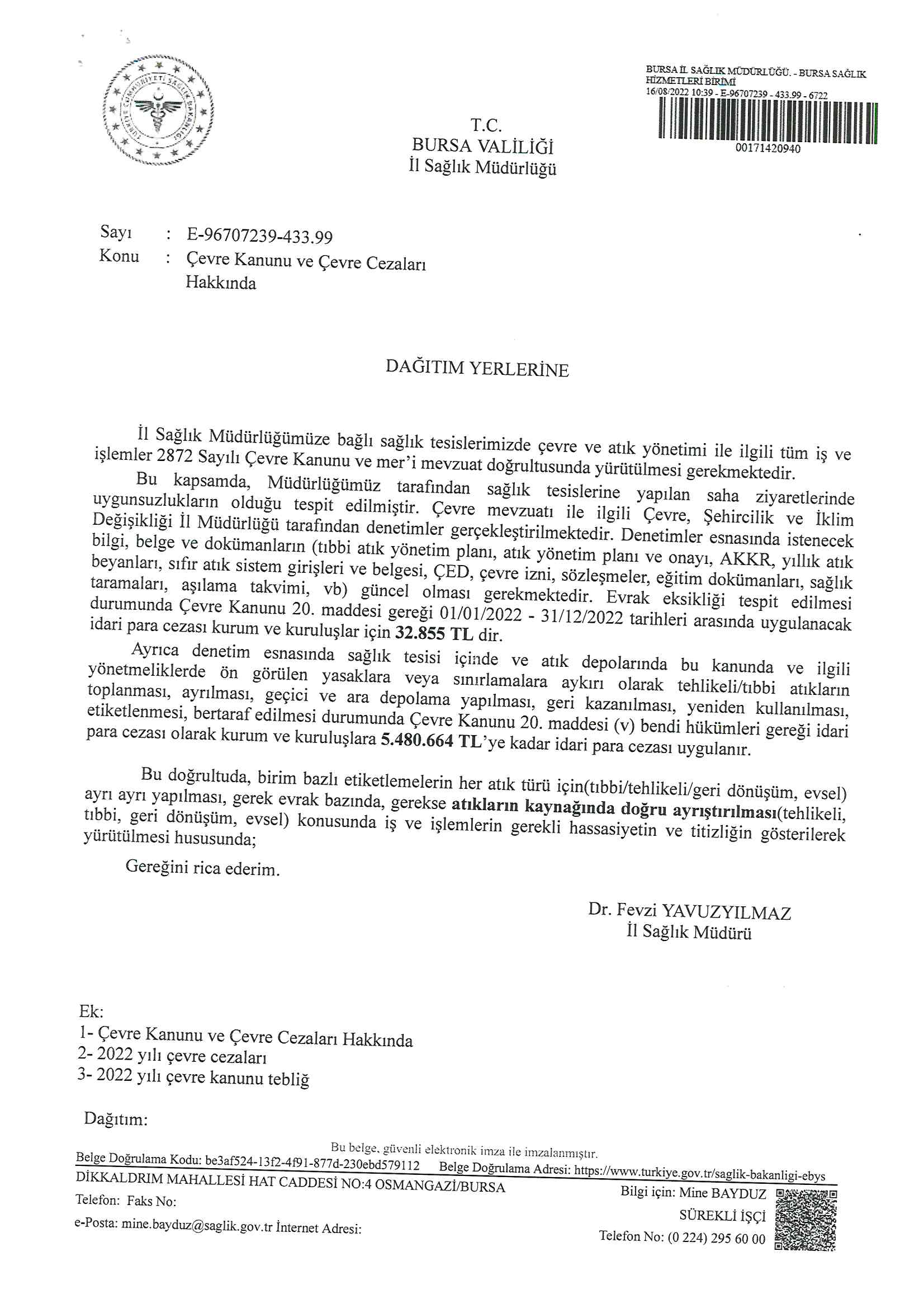 Çevre Kanunu ve Çevre Cezaları Hk.